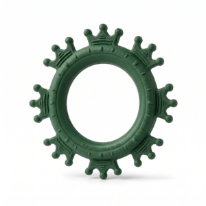 Amado Pet Shop Botanica Crown Ring Dog Chew Toy - Durable Green Rubber Teether & Fetch Toy