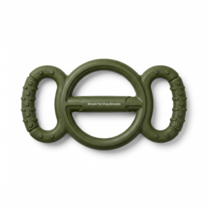Amado Pet Shop Botanica Dual-Handle Dog Tug Toy - Durable Green Rubber Interactive Chew Ring